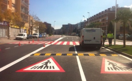 Instalación de reductores de velocidad Ecobam RDV en la N-II, Sant Andreu de la Barca