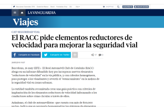 La Vanguardia y ABC: El RACC pide reductores de velocidad para mejorar la seguridad vial
