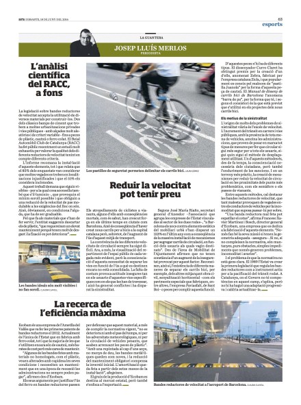 Artículo diario ARA sobre bandas redcutoras velocidad Artículo diario ARA sobre bandas redcutoras velocidad